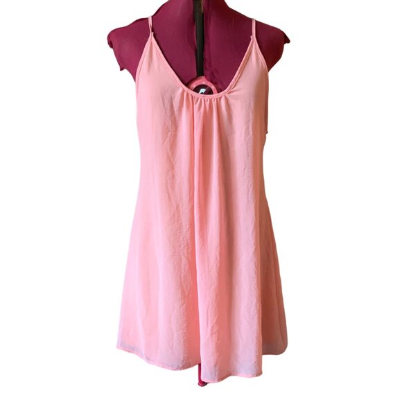 VINTAGE - Orange - silk crepe nightgown - lightweight and semi-transparent Large - Picture 1 of 7